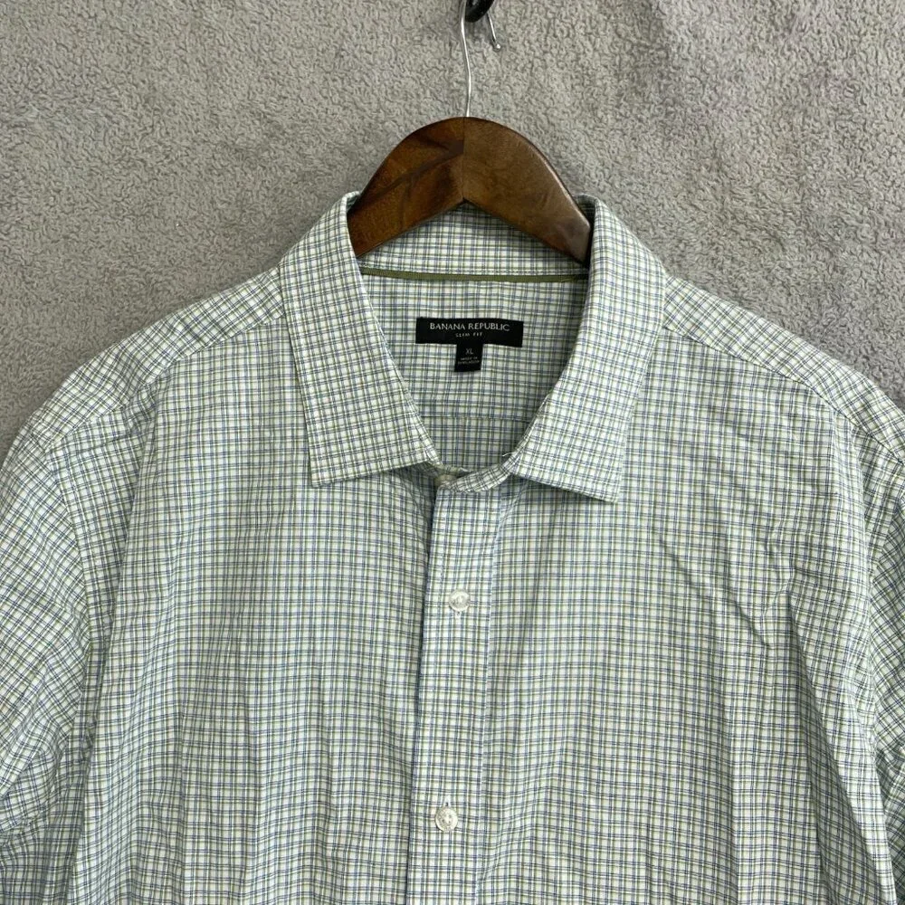 NWOT Banana Republic Men's XL Slim Fit Long Sleeve Button down Shirt Plaid